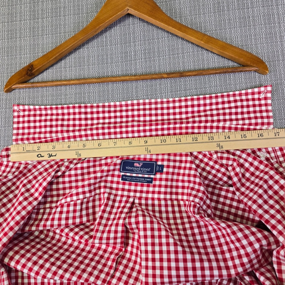 Vineyard Vines Tucker Shirt L Red White Gingham Classic Fit Preppy Casual 1W3569 - Picture 12 of 16
